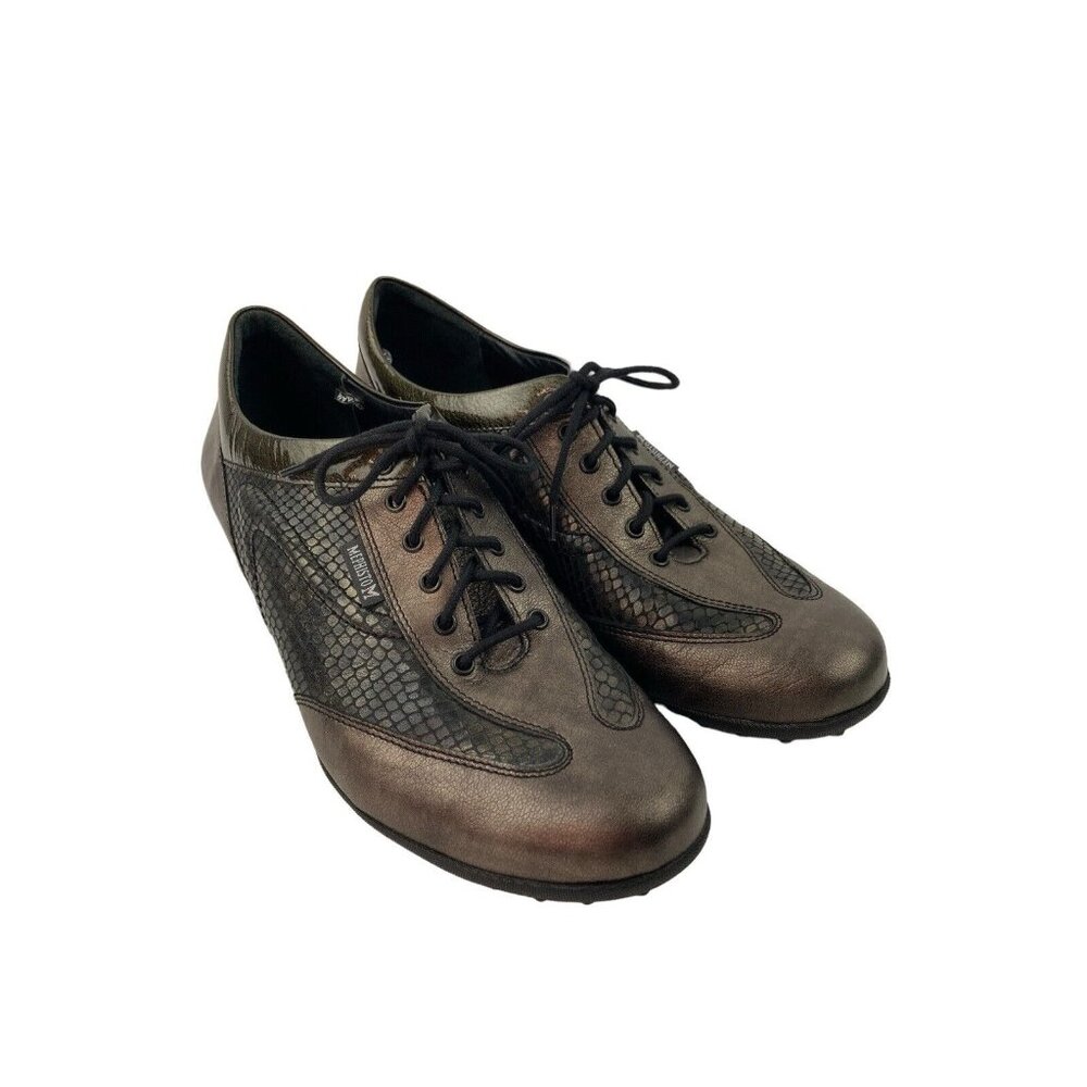 *Mephisto Air Relax Comfort Walking Shoes Womens Metallic Snake Print Lace Up 9